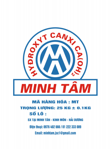 Hydroxyt Canxi Ca(OH)2 - Vôi Minh Tâm - Công Ty CP SX Kinh Doanh Thương Mại Minh Tâm